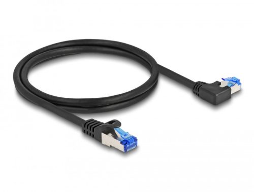 Delock RJ45 hálózati kábel Cat.6A S/FTP egyenes / balra hajló 1 m fekete