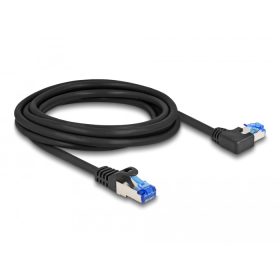   Delock RJ45 hálózati kábel Cat.6A S/FTP egyenes / balra hajló 3 m fekete (DL-80220)