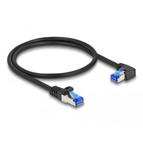   Delock RJ45 hálózati kábel Cat.6A S/FTP egyenes / jobbra hajló 0,5 m fekete (DL-80221)
