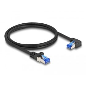   Delock RJ45 hálózati kábel Cat.6A S/FTP egyenes / jobbra hajló 1 m fekete (DL-80222)
