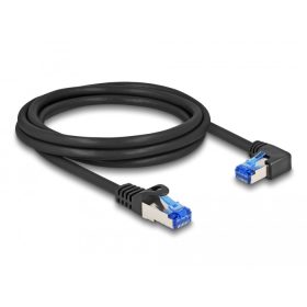   Delock RJ45 hálózati kábel Cat.6A S/FTP egyenes / jobbra hajló 2 m fekete (DL-80223)