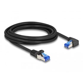   Delock RJ45 hálózati kábel Cat.6A S/FTP egyenes / jobbra hajló 3 m fekete (DL-80224)