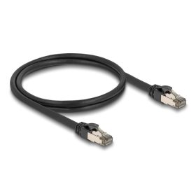   Delock RJ45 hálózati kábel Cat.6A U/FTP ultrahajlékony belső fém borítással 1 m, fekete (DL-80240)