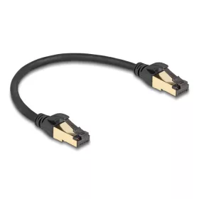   Delock RJ45 hálózati kábel Cat.6A apa - apa S/FTP fekete 30 cm - Cat.7 nyers kábellel, mely alkalmas bel- és kültéri használatra (DL-80246)