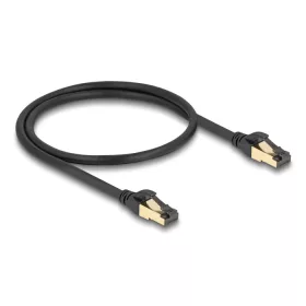   Delock RJ45 hálózati kábel Cat.6A apa - apa S/FTP fekete 50 cm - Cat.7 nyers kábellel, mely alkalmas bel- és kültéri használatra (DL-80247)