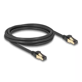   Delock RJ45 hálózati kábel Cat.6A apa - apa S/FTP fekete 2 m - Cat.7 nyers kábellel, mely alkalmas bel- és kültéri használatra (DL-80249)