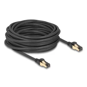   Delock RJ45 hálózati kábel Cat.6A apa - apa S/FTP fekete 10 m - Cat.7 nyers kábellel, mely alkalmas bel- és kültéri használatra (DL-80252)