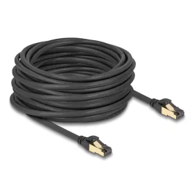   Delock RJ45 hálózati kábel Cat.6A apa - apa S/FTP fekete 15 m - Cat.7 nyers kábellel, mely alkalmas bel- és kültéri használatra (DL-80253)