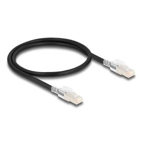   Delock RJ45 hálózati kábel Cat.6A S/FTP biztonsági klipsz csomaggal 0,5 m fekete (DL-80254)