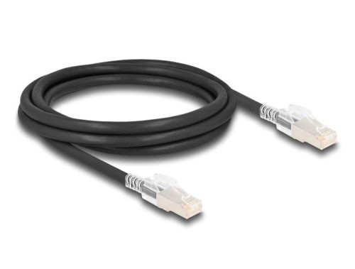 Delock RJ45 hálózati kábel Cat.6A S/FTP biztonsági klipsz csomaggal 2 m fekete