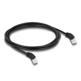   Delock RJ45 hálózati kábel Cat.6A S/FTP 45  fokban felfelé hajló 2 m fekete (DL-80270)