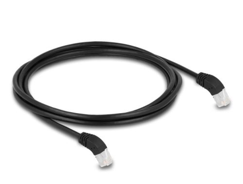 Delock RJ45 hálózati kábel Cat.6A S/FTP 45  fokban lefelé hajló 2 m fekete