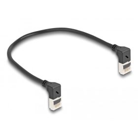   Delock RJ45 hálózati kábel Cat.6A S/FTP vékony 90  fokban felfelé / felfelé hajló 0,25 m fekete (DL-80279)