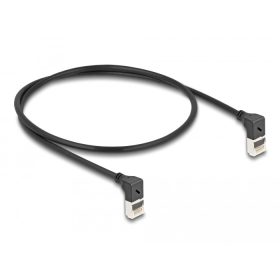   Delock RJ45 hálózati kábel Cat.6A S/FTP vékony 90  fokban felfelé / felfelé hajló 0,5 m fekete (DL-80280)
