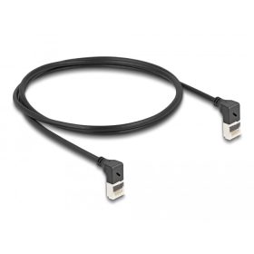   Delock RJ45 hálózati kábel Cat.6A S/FTP vékony 90  fokban felfelé / felfelé hajló 1 m fekete (DL-80281)