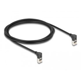  Delock RJ45 hálózati kábel Cat.6A S/FTP vékony 90  fokban felfelé / felfelé hajló 2 m fekete (DL-80282)