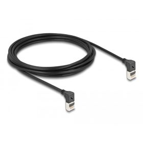   Delock RJ45 hálózati kábel Cat.6A S/FTP vékony 90  fokban felfelé / felfelé hajló 3 m fekete (DL-80283)