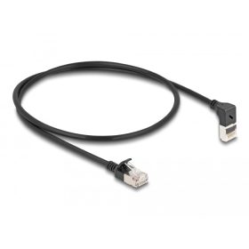   Delock RJ45 hálózati kábel Cat.6A S/FTP vékony 90  fokban felfelé hajló / egyenes 0,5 m fekete (DL-80286)