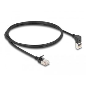   Delock RJ45 hálózati kábel Cat.6A S/FTP vékony 90  fokban felfelé hajló / egyenes 1 m fekete (DL-80287)