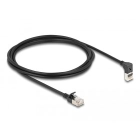   Delock RJ45 hálózati kábel Cat.6A S/FTP vékony 90  fokban felfelé hajló / egyenes 2 m fekete (DL-80288)