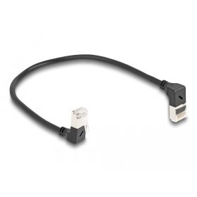   Delock RJ45 hálózati kábel Cat.6A S/FTP vékony 90  fokban felfelé / lefelé hajló 0,25 m fekete (DL-80291)