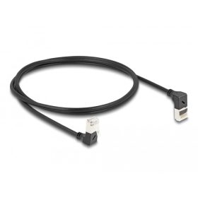   Delock RJ45 hálózati kábel Cat.6A S/FTP vékony 90  fokban felfelé / lefelé hajló 1 m fekete (DL-80293)