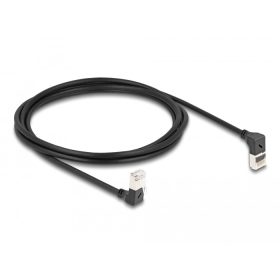   Delock RJ45 hálózati kábel Cat.6A S/FTP vékony 90  fokban felfelé / lefelé hajló 2 m fekete (DL-80294)