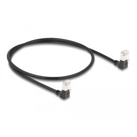   Delock RJ45 hálózati kábel Cat.6A S/FTP vékony 90  fokban lefelé / lefelé hajló 0,5 m fekete (DL-80298)