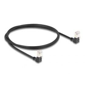   Delock RJ45 hálózati kábel Cat.6A S/FTP vékony 90  fokban lefelé / lefelé hajló 1 m fekete (DL-80299)