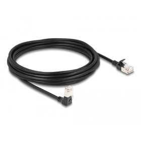   Delock RJ45 hálózati kábel Cat.6A S/FTP vékony 90  fokban lefelé hajló / egyenes 5 m fekete (DL-80308)