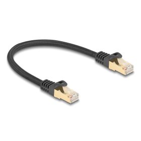   Delock RJ45 hálózati kábel fonott borítással Cat.6A S/FTP apa - apa 0,25 m fekete (DL-80315)