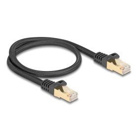   Delock RJ45 hálózati kábel fonott borítással Cat.6A S/FTP apa - apa 0,5 m fekete (DL-80316)