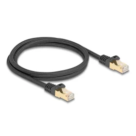   Delock RJ45 hálózati kábel fonott borítással Cat.6A S/FTP apa - apa 1 m fekete (DL-80317)