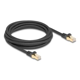   Delock RJ45 hálózati kábel fonott borítással Cat.6A S/FTP apa - apa 3 m fekete (DL-80319)