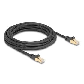  Delock RJ45 hálózati kábel fonott borítással Cat.6A S/FTP apa - apa 5 m fekete (DL-80320)