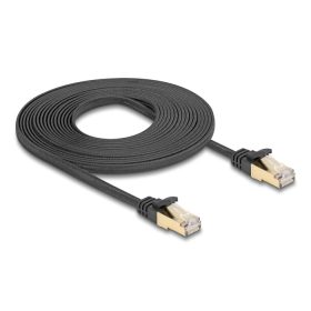   Delock RJ45 lapos hálózati kábel fonott borítással Cat.6A U/FTP apa - apa 5 m fekete (DL-80328)