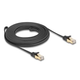   Delock RJ45 lapos hálózati kábel fonott borítással Cat.6A U/FTP apa - apa 7,5 m fekete (DL-80329)