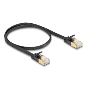   Delock RJ45 hálózati kábel Cat.6A apa - apa robosztus csatlakozóval és Cat.7 nyers lapos kábellel U/FTP 0,5 m, fekete (DL-80344)