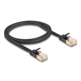   Delock RJ45 hálózati kábel Cat.6A apa - apa robosztus csatlakozóval és Cat.7 nyers lapos kábellel U/FTP 1 m, fekete (DL-80345)