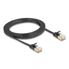   Delock RJ45 hálózati kábel Cat.6A apa - apa robosztus csatlakozóval és Cat.7 nyers lapos kábellel U/FTP 2 m, fekete (DL-80346)