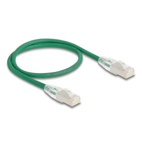   Delock RJ45 hálózati kábel Cable Cat.6A apa   apa hajlított csatlakozóval U/FTP Slim 0,5 m, zöld (DL-80364)