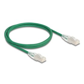   Delock RJ45 hálózati kábel Cable Cat.6A apa   apa hajlított csatlakozóval U/FTP Slim 1 m, zöld (DL-80365)