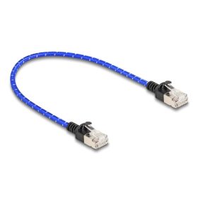   Delock RJ45 hálózati kábel fonott borítással Cat.6A U/FTP Slim, 0,3 m, kék (DL-80375)
