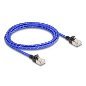   Delock RJ45 hálózati kábel fonott borítással Cat.6A U/FTP Slim, 2 m, kék (DL-80378)