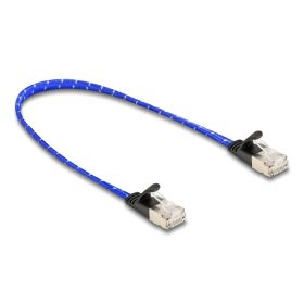   Delock RJ45 lapos hálózati kábel fonott borítással Cat.6A U/FTP 0,3 m, kék (DL-80381)