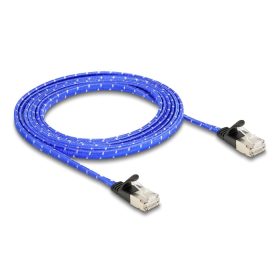   Delock RJ45 lapos hálózati kábel fonott borítással Cat.6A U/FTP 2 m, kék (DL-80384)