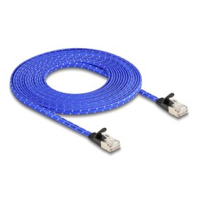   Delock RJ45 lapos hálózati kábel fonott borítással Cat.6A U/FTP 5 m, kék (DL-80386)