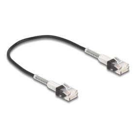   Delock RJ45 hálózati kábel dupla hajlítás védelemmel Cat.6A UTP Slim 0,3 m, fekete (DL-80387)