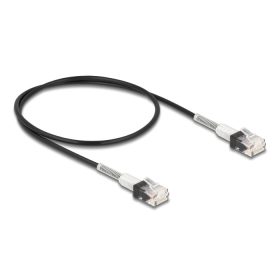   Delock RJ45 hálózati kábel dupla hajlítás védelemmel Cat.6A UTP Slim 0,5 m, fekete (DL-80388)