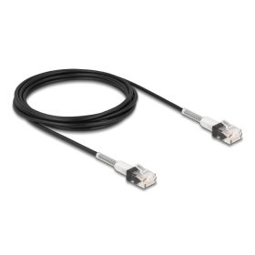   Delock RJ45 hálózati kábel dupla hajlítás védelemmel Cat.6A UTP Slim 3 m, fekete (DL-80391)